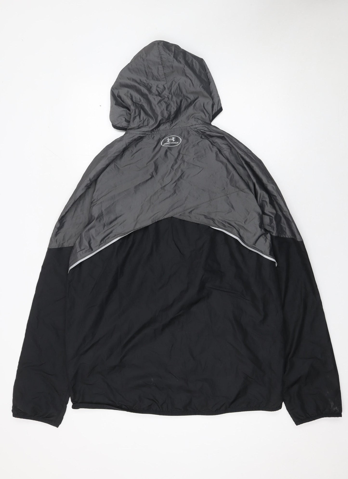 Under Armour Men's Grey Windbreaker Jacket Size L Hooded Lightweight Sports