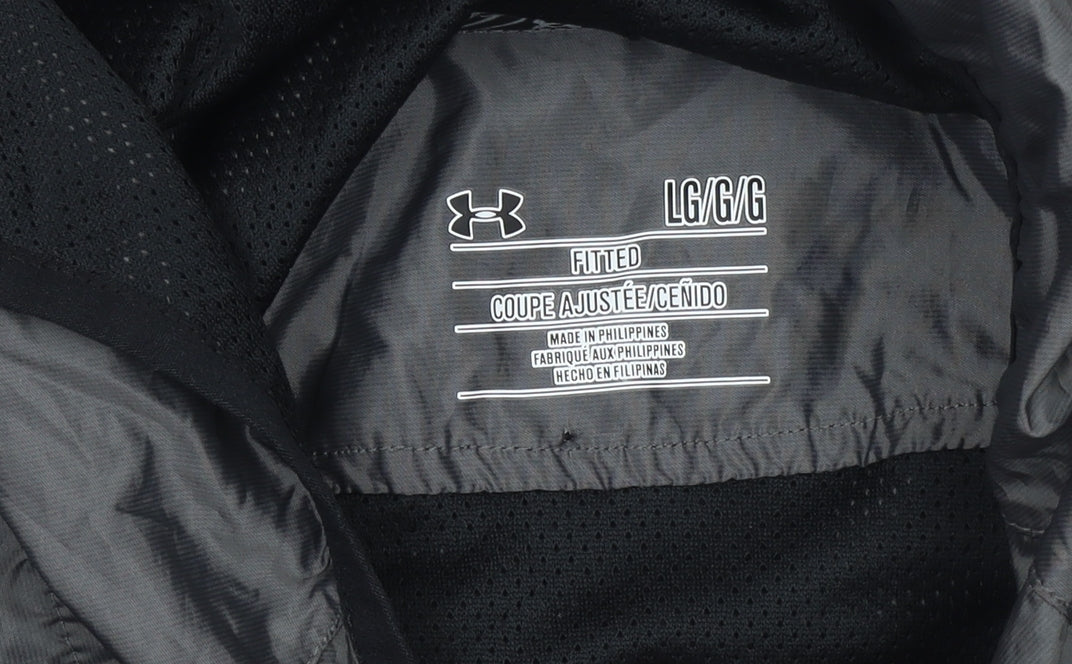 Under Armour Men's Grey Windbreaker Jacket Size L Hooded Lightweight Sports