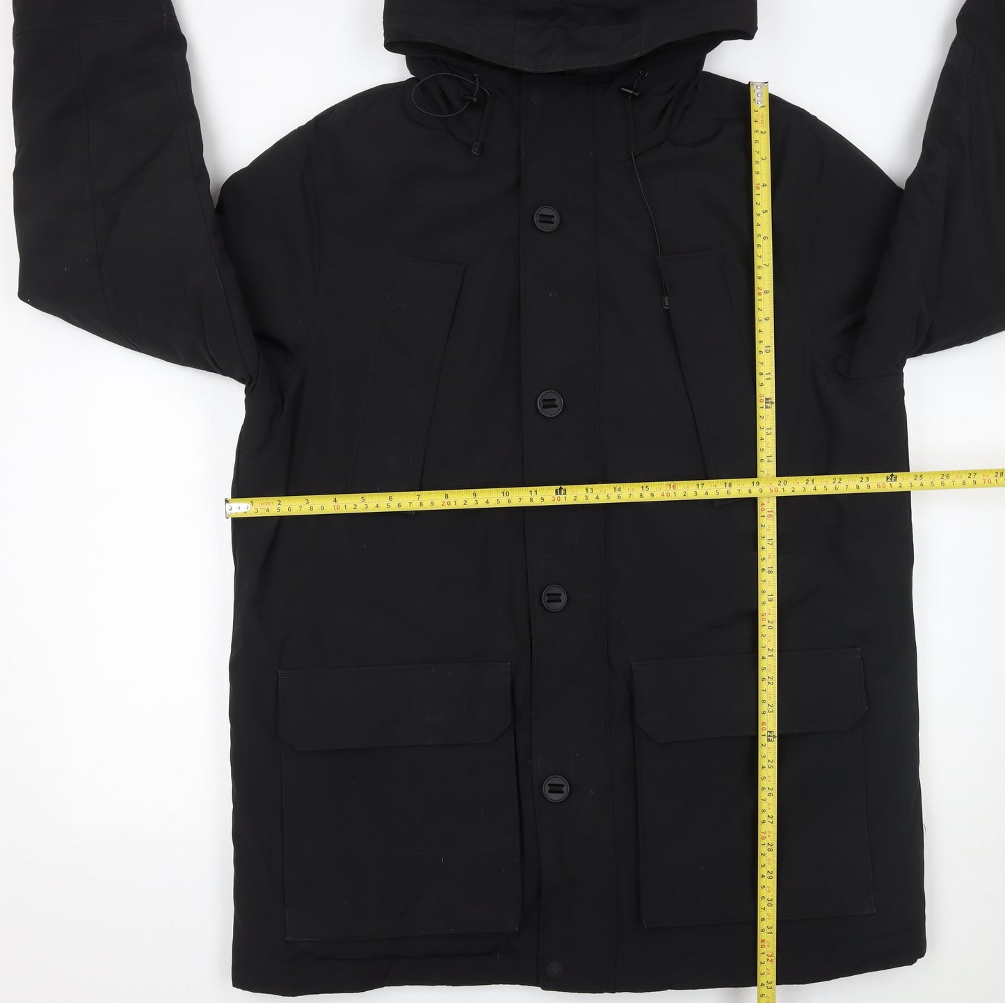 Marks and Spencer Men's Black Parka Coat L 44in Hooded Winter Jacket