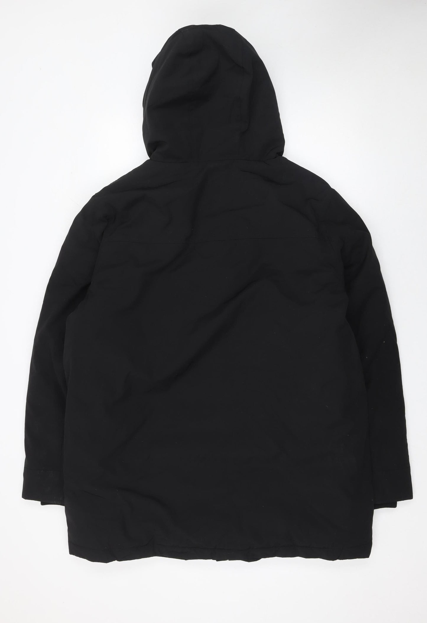 Marks and Spencer Men's Black Parka Coat L 44in Hooded Winter Jacket
