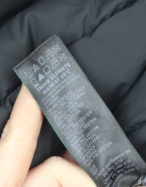 Marks and Spencer Men's Black Parka Coat L 44in Hooded Winter Jacket