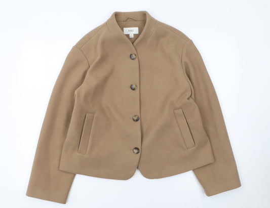 Marks and Spencer Women’s Beige Wool Jacket Size 12 Classic Short Style