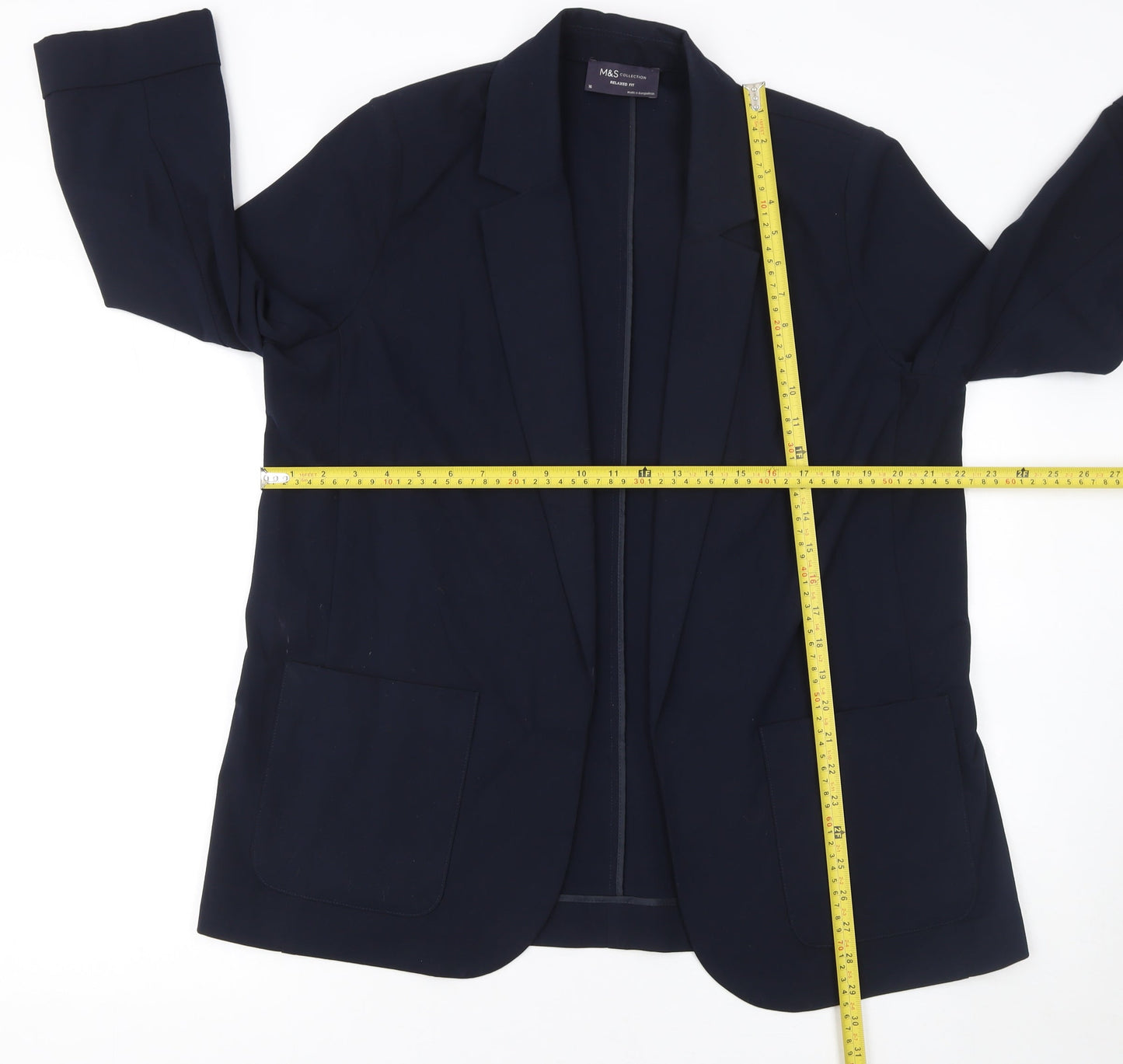 Marks and Spencer Womens Blue Size 16 Regular Fit Single-Breasted Blazer