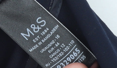 Marks and Spencer Womens Blue Size 16 Regular Fit Single-Breasted Blazer