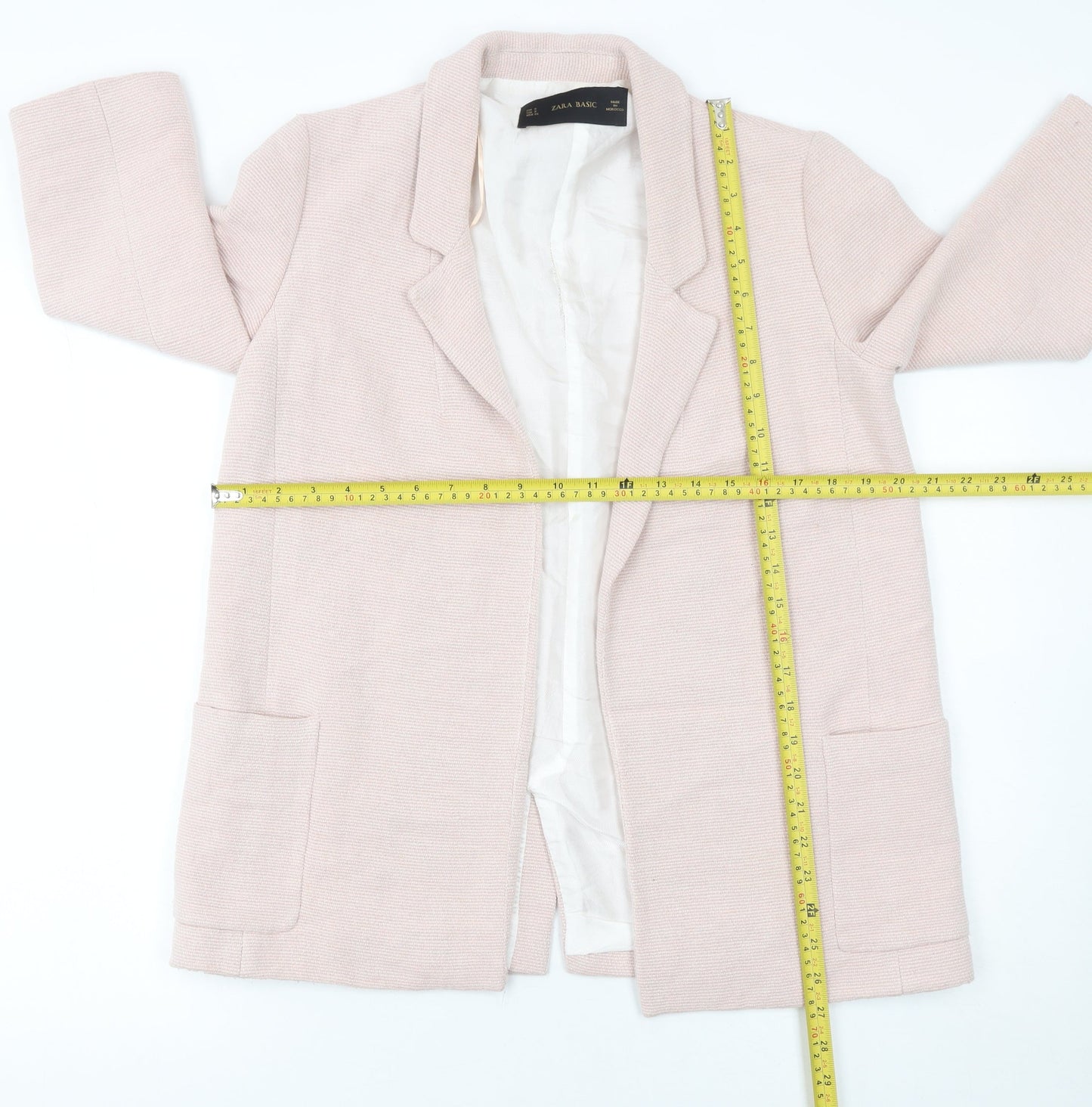 Zara Basic Women’s Beige Blazer Jacket Size Small Longline Lined