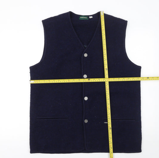 Rowland's Womens Blue Wool Button Vest Jumper XL V-Neck Knit