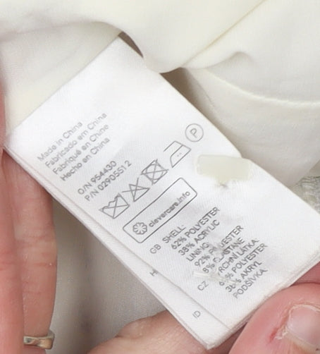 H&M Women Ivory Bouclé Striped Blazer Size 8 Tailored Jacket