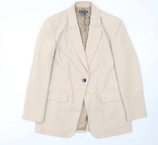 Primark Women Beige Single-Breasted Blazer UK 10 Polyester Lined Workwear Jacket