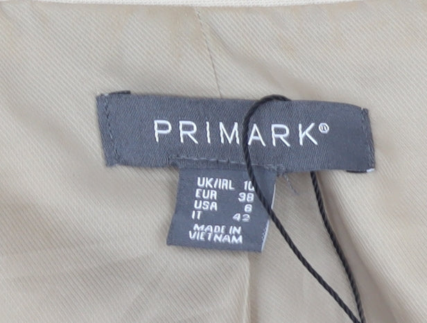 Primark Women Beige Single-Breasted Blazer UK 10 Polyester Lined Workwear Jacket