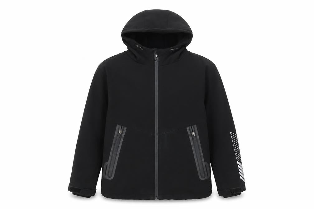 Nutmeg Boys Black 8-9 Years Hooded Soft Shell Waterproof Jacket