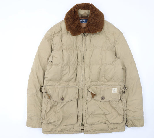 Polo Ralph Lauren Men's Beige Down Puffer Jacket Size S Winter Coat