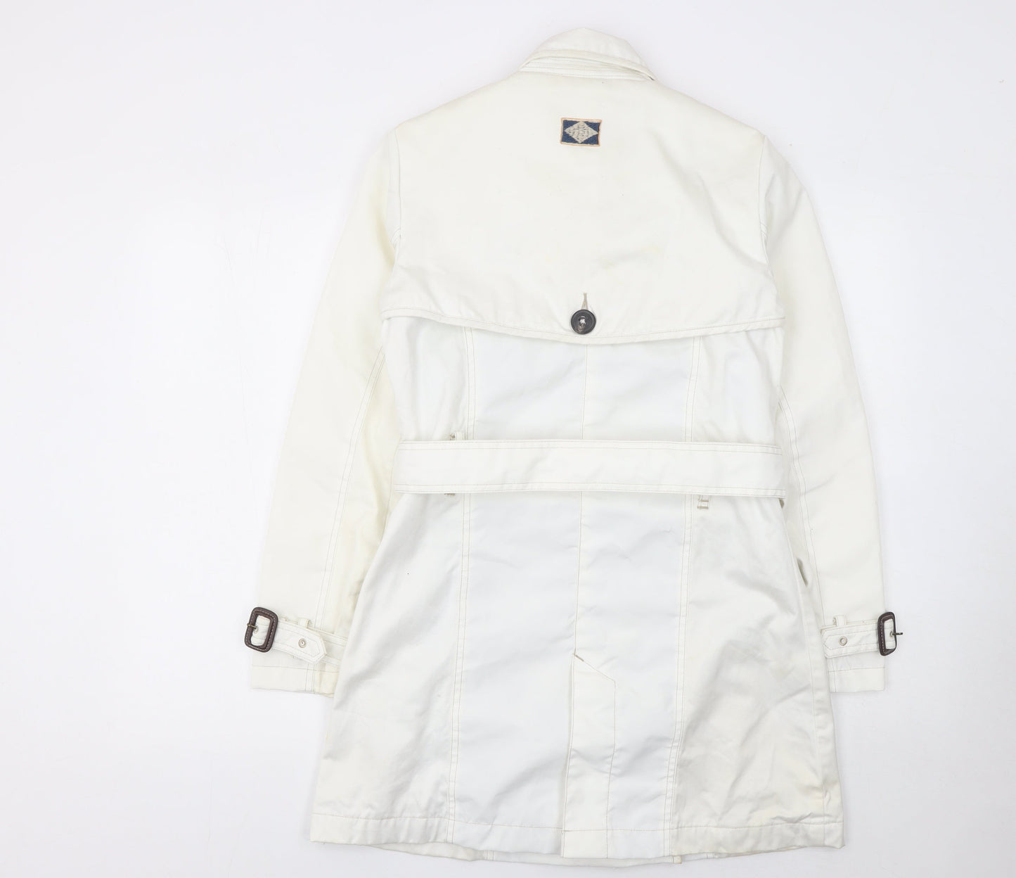 Quba & Co Women's White Mid-Length Trench Coat Belted Size One