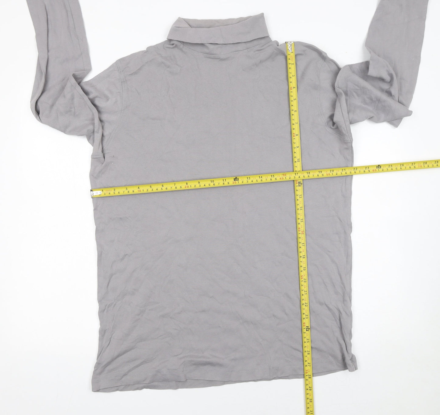 Cotton Traders Women's Grey 3XL Roll Neck Long Sleeve Cotton Top