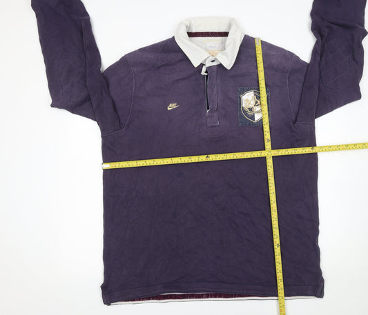 Nike Mens Purple 2XL Long Sleeve Rugby Polo Shirt Vintage Style