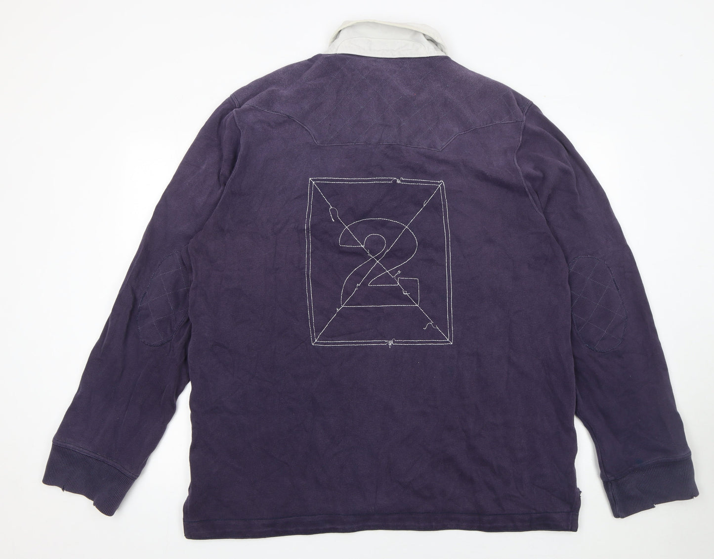 Nike Mens Purple 2XL Long Sleeve Rugby Polo Shirt Vintage Style