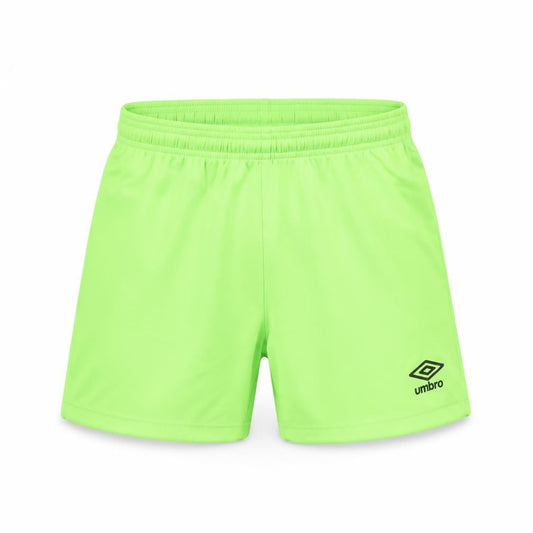 Front view of Umbro boys’ green athletic shorts size 146cm polyester activewear
