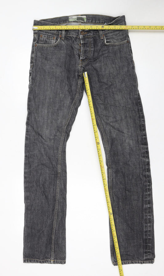 Topman Men's Grey Skinny Denim Jeans 32W 32L Cotton Mid Rise