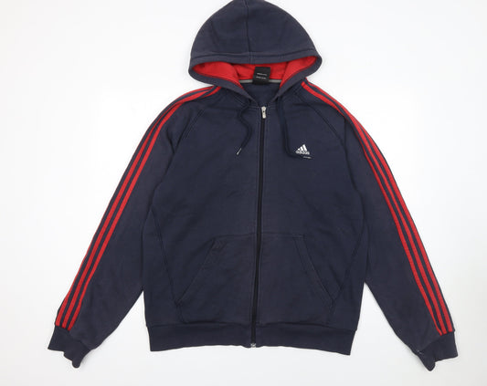 Adidas Men's Blue Full Zip Hoodie Size L Sports Fleece