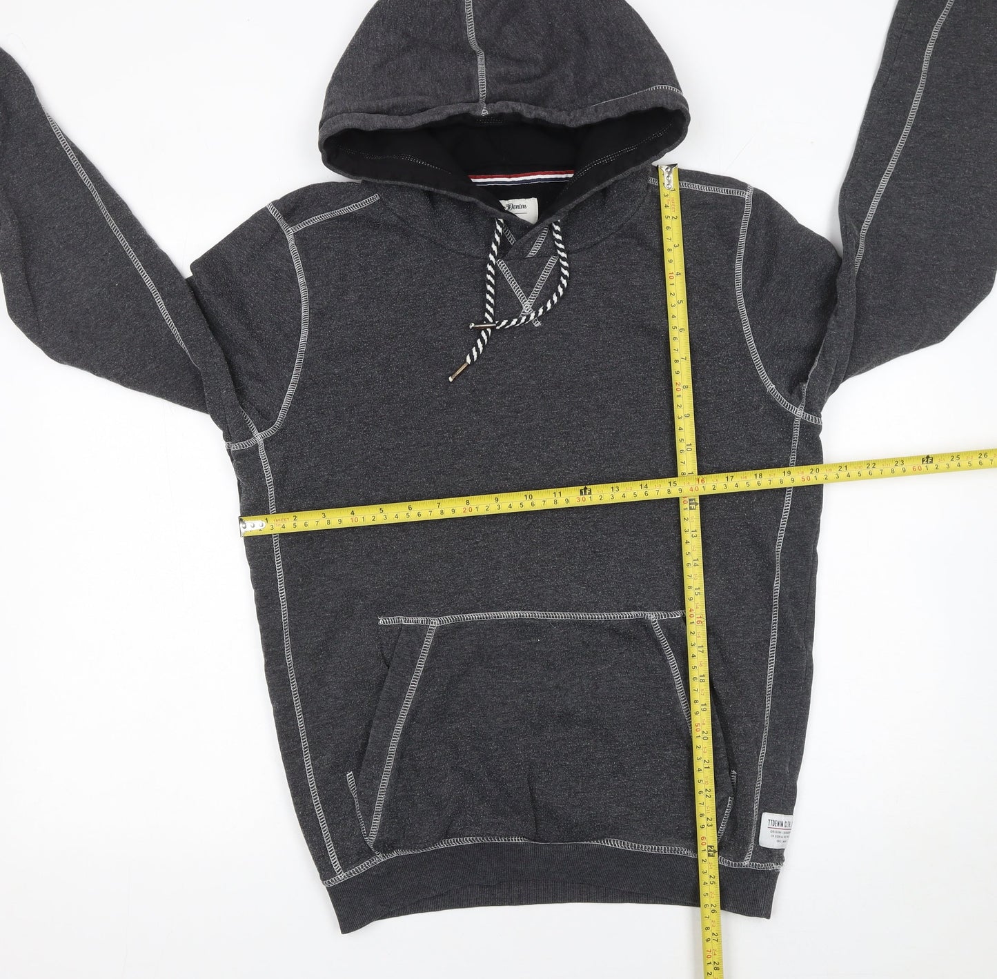 Tom Tailor Men’s Grey Pullover Hoodie Size M Cotton Blend