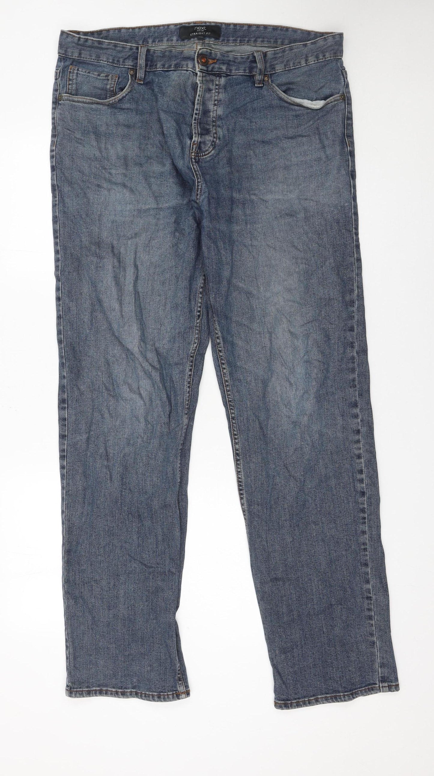 Next Men's Blue Straight Leg Jeans 36W 33L Regular Fit Denim