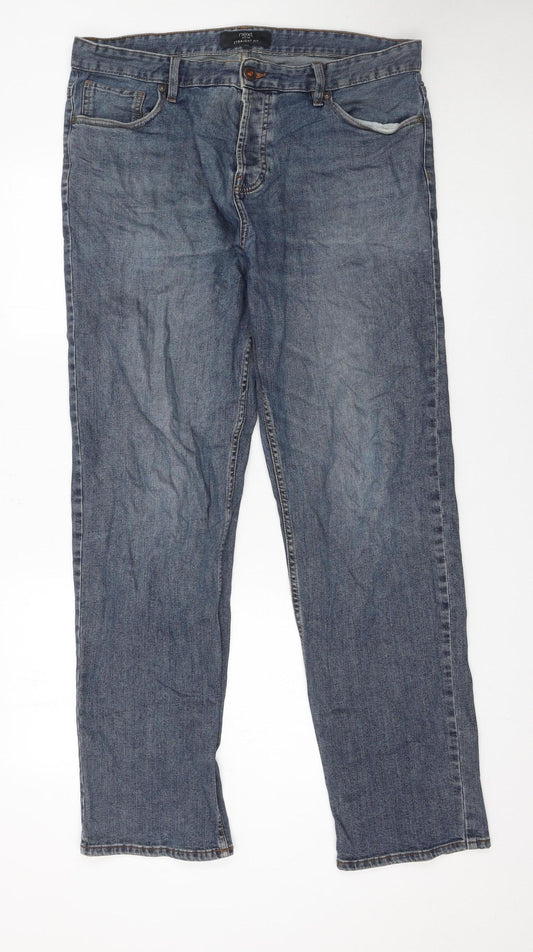Next Men's Blue Straight Leg Jeans 36W 33L Regular Fit Denim