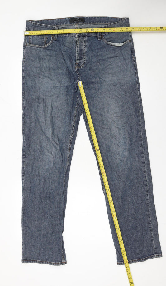 Next Men's Blue Straight Leg Jeans 36W 33L Regular Fit Denim