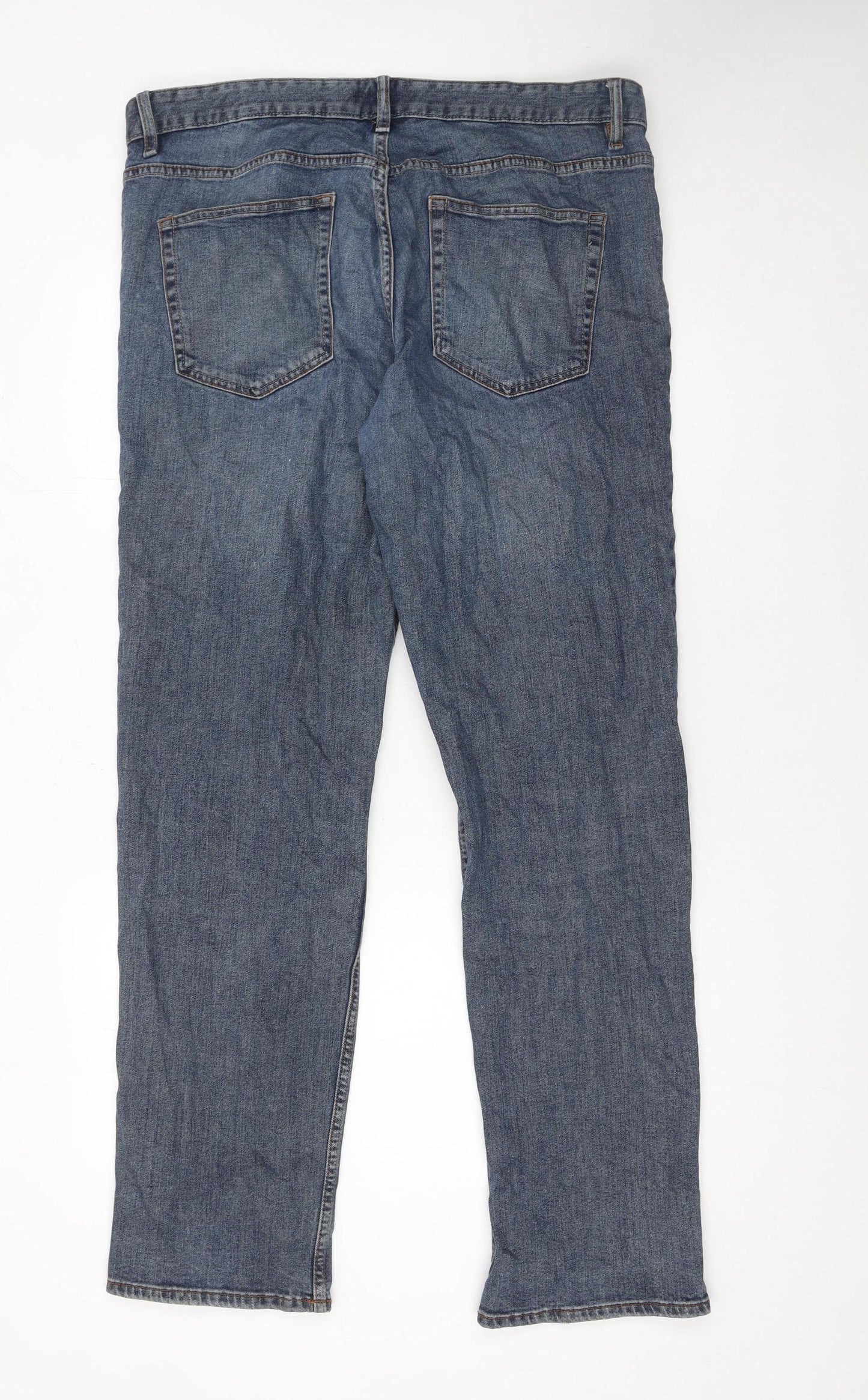 Next Men's Blue Straight Leg Jeans 36W 33L Regular Fit Denim