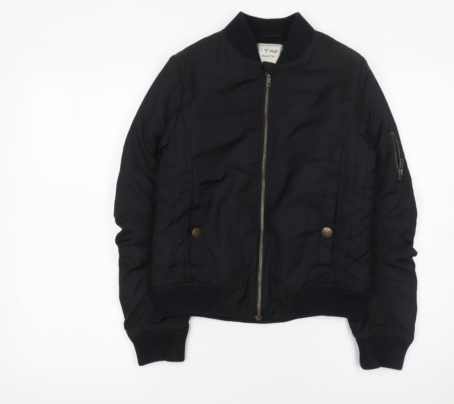 Next Girls Black Bomber Jacket 12 Years Polyester Lined Full Zip