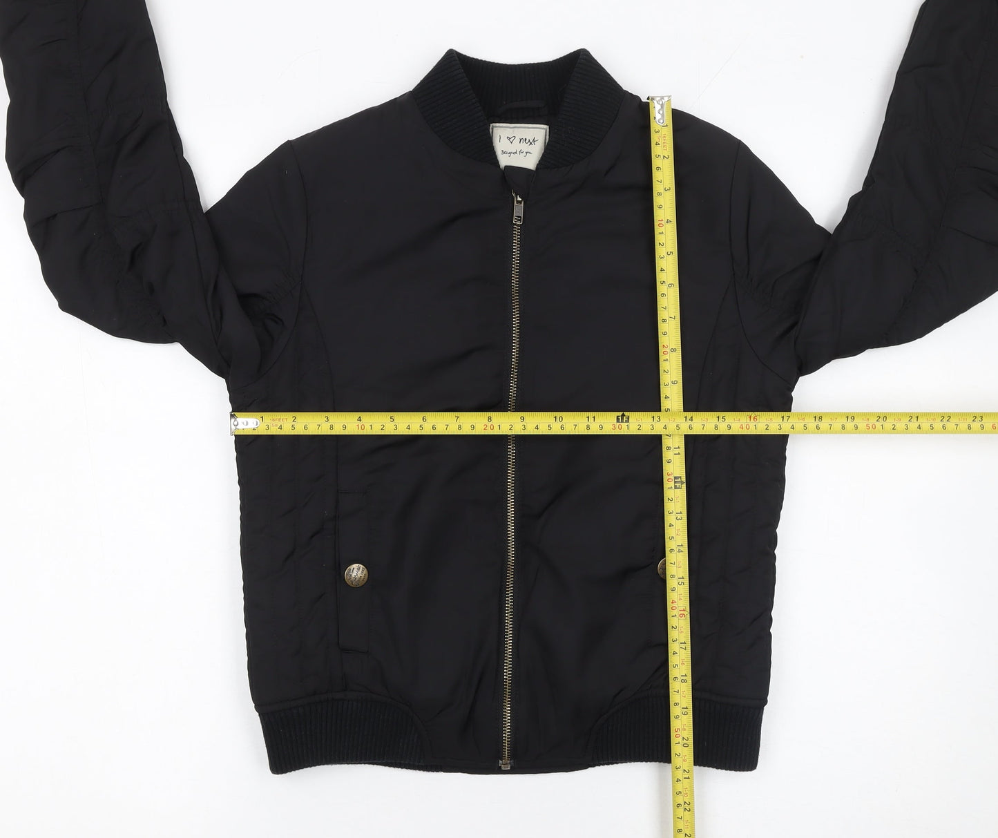 Next Girls Black Bomber Jacket 12 Years Polyester Lined Full Zip