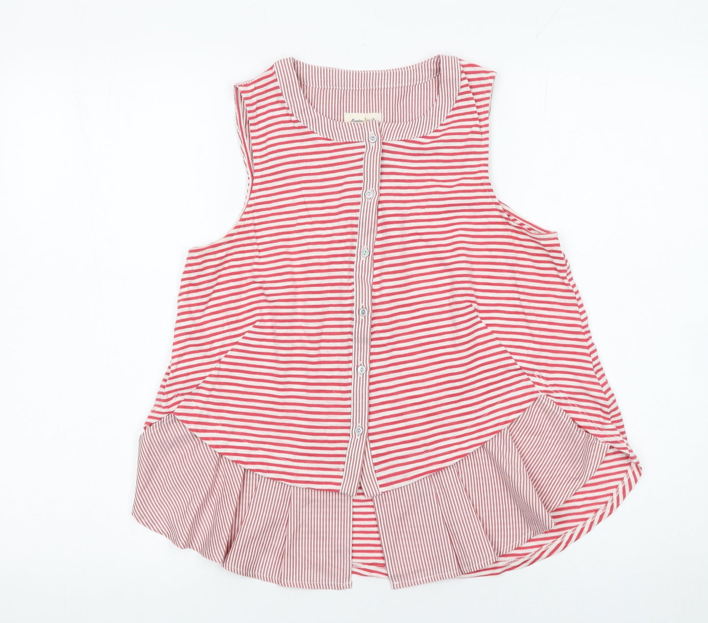 Meadow Rue Women’s Red Striped Sleeveless Ruffle Blouse Size S