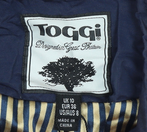 Toggi Women's Blue Military Style Mid-Length Jacket Size 10
