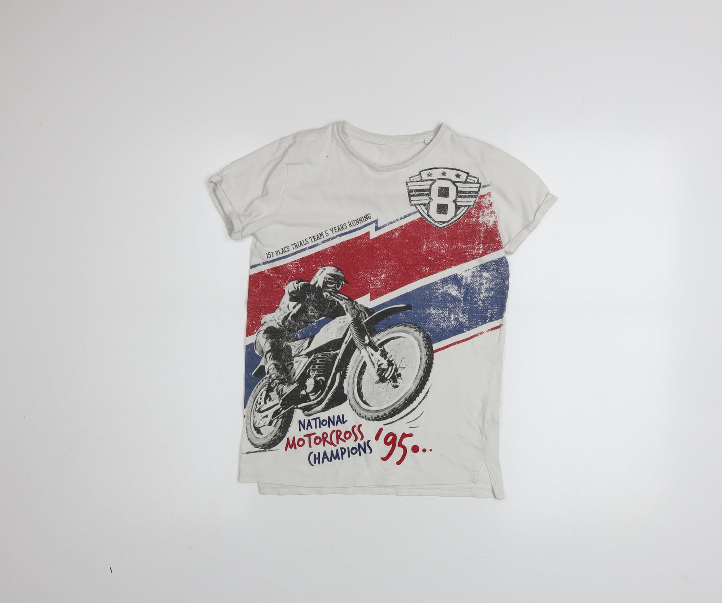 St. Bernard Boys White Motorcycle Graphic Cotton T-Shirt Age 8