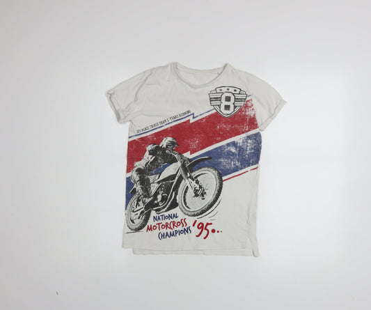 St. Bernard Boys White Motorcycle Graphic Cotton T-Shirt Age 8