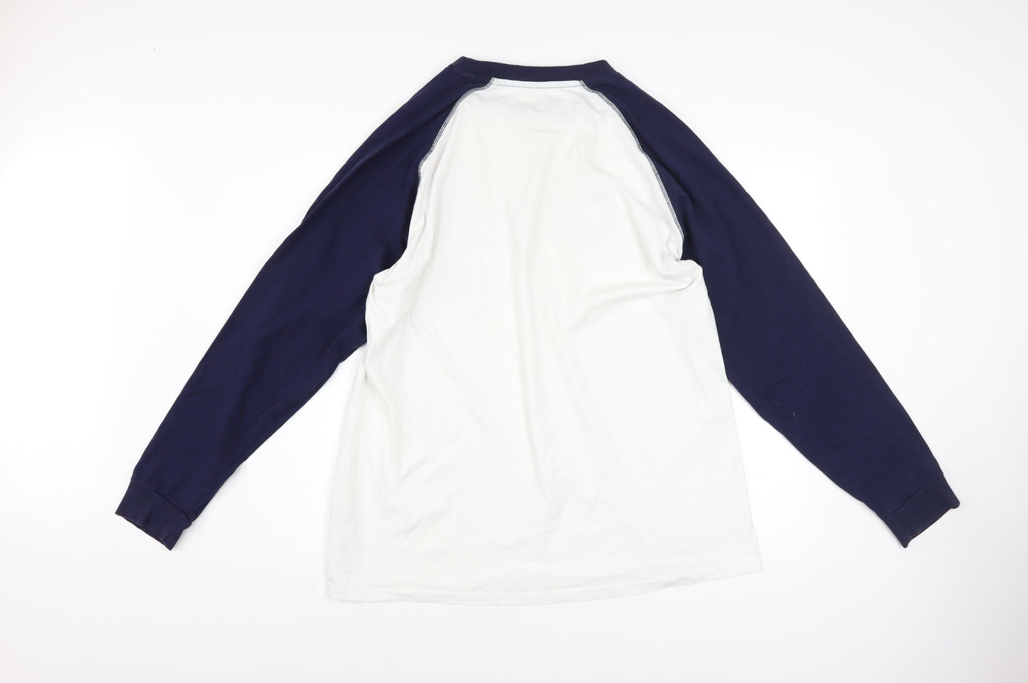 Primark Men's Blue White Long Sleeve Cotton Portland 2XL Graphic Top