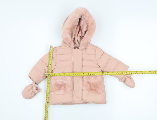 George Pink Hooded Puffer Coat 0-3 Months Unisex Baby Winter Jacket