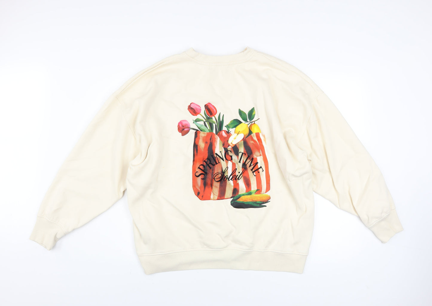 Next Women’s Beige Springtime Paris Pullover Sweatshirt L Cotton Blend
