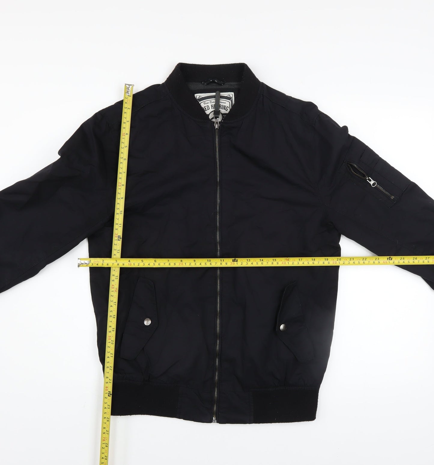 Red Herring Men Black Bomber Jacket Medium 40in Cotton Twill