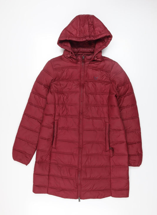 Crew Clothing Company Womens Red Hooded Long Puffer Coat Size 12