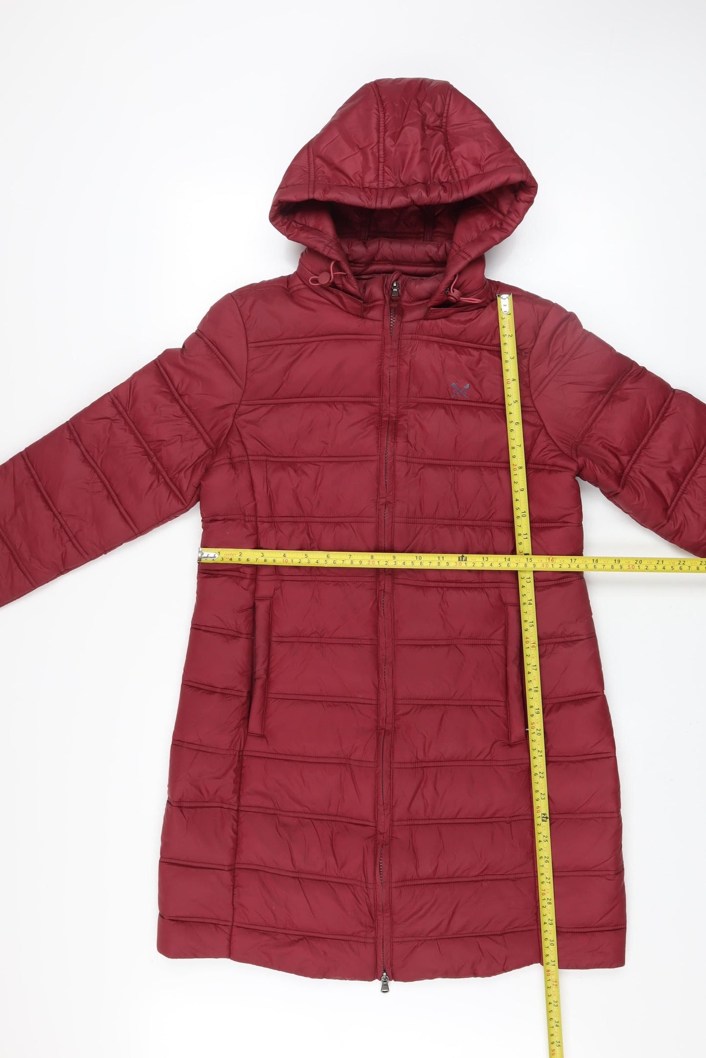 Crew Clothing Company Womens Red Hooded Long Puffer Coat Size 12
