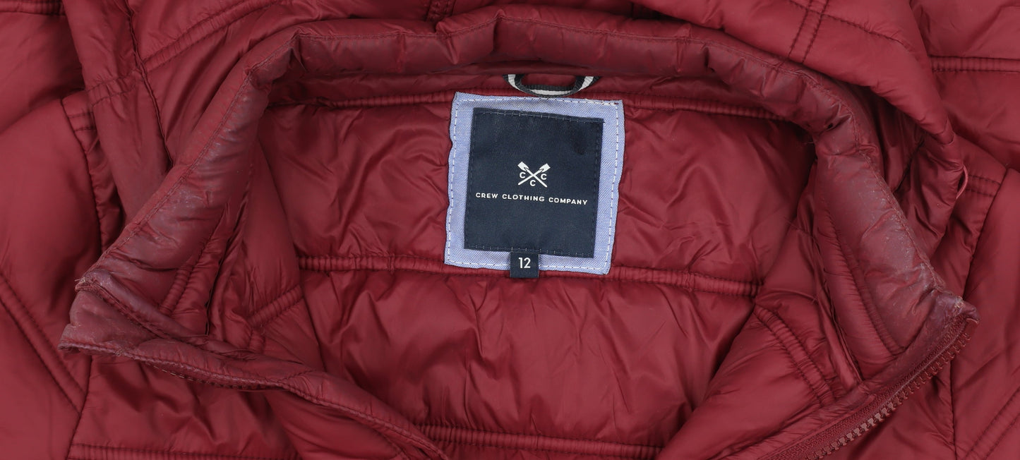 Crew Clothing Company Womens Red Hooded Long Puffer Coat Size 12