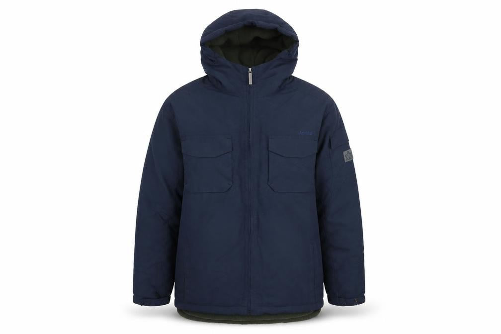 Front view of Admiral boys’ blue hooded puffer jacket 13 years water resistant winter coat