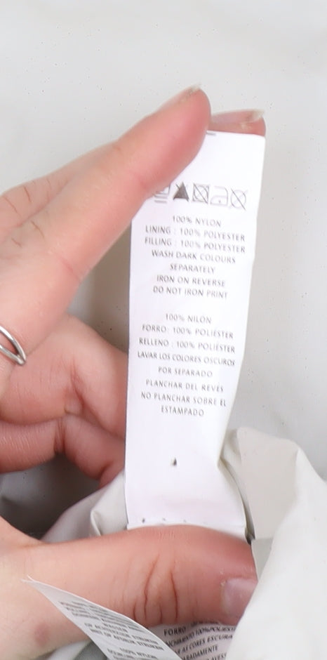 Denim Co. Women’s Ivory Long Puffer Coat Size 16 Hooded Winter Jacket