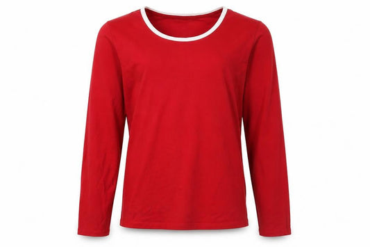Lands' End Men's Red Long Sleeve Cotton Elastane Casual Top L