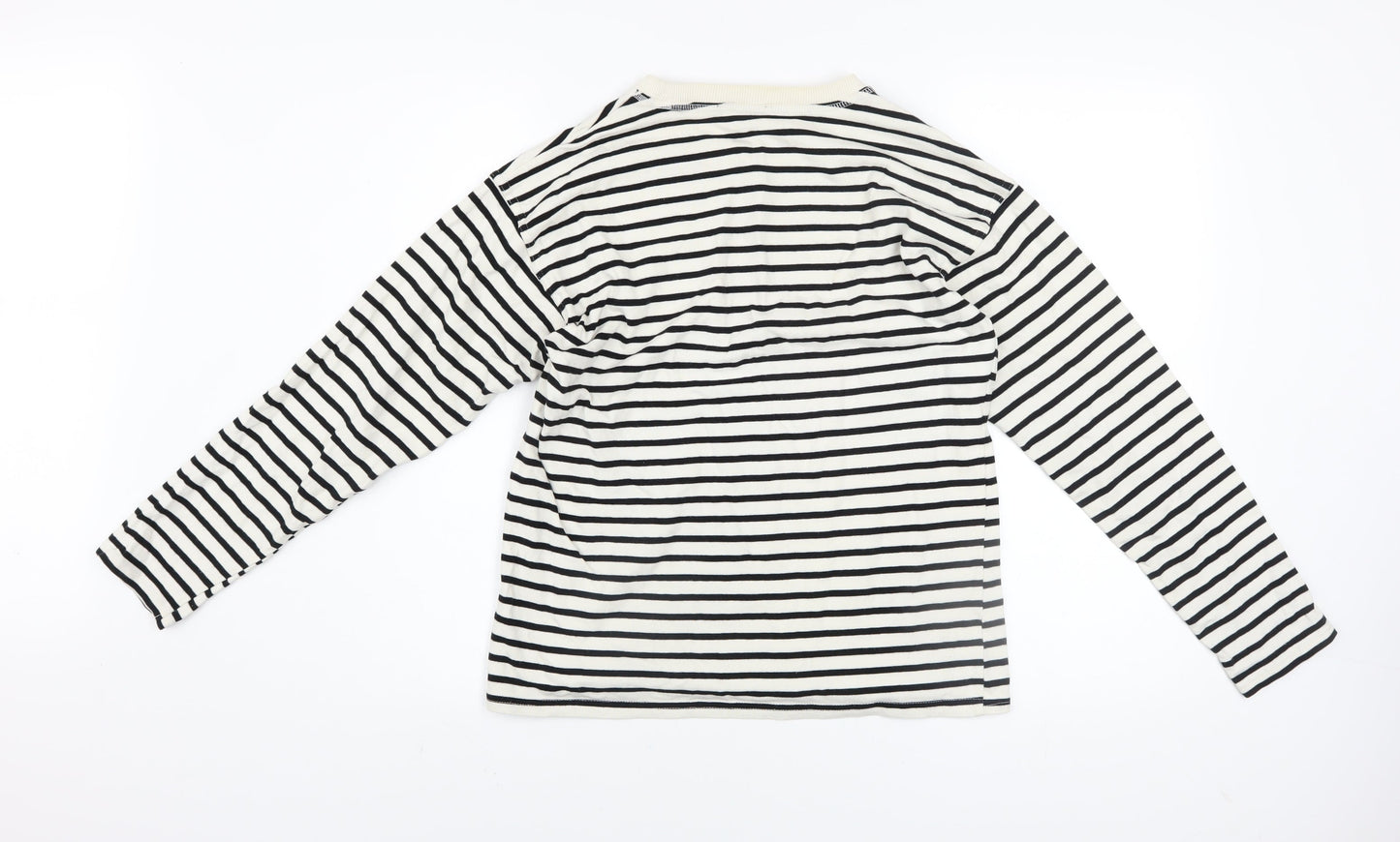 Zara Women’s Black Stripe Long Sleeve Cotton T-Shirt Size S