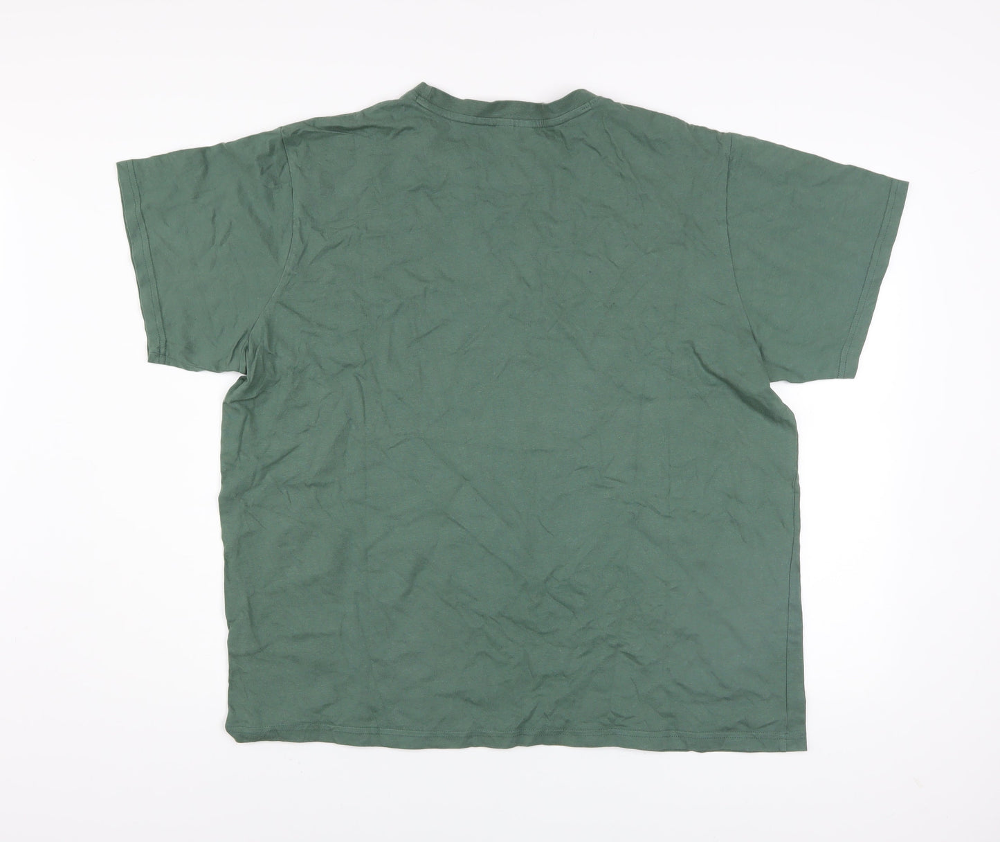 Bekkin Men Green 2XL Crew Neck Cotton T-Shirt