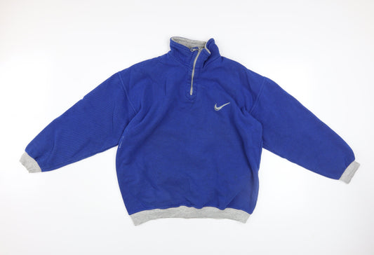 Nike Mens Blue 1/4 Zip Fleece Sweatshirt M Vintage Pullover