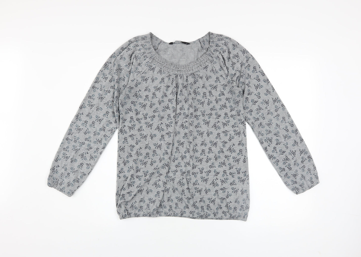 Bm Casual Women’s Grey Floral Long Sleeve Tunic Top Size 12