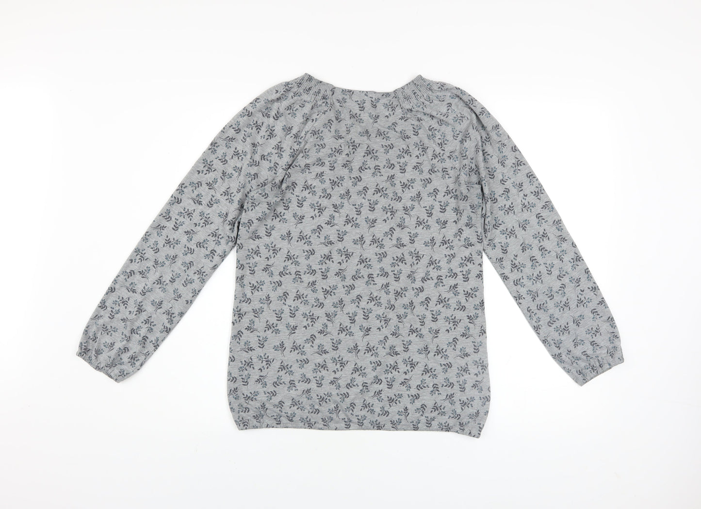 Bm Casual Women’s Grey Floral Long Sleeve Tunic Top Size 12