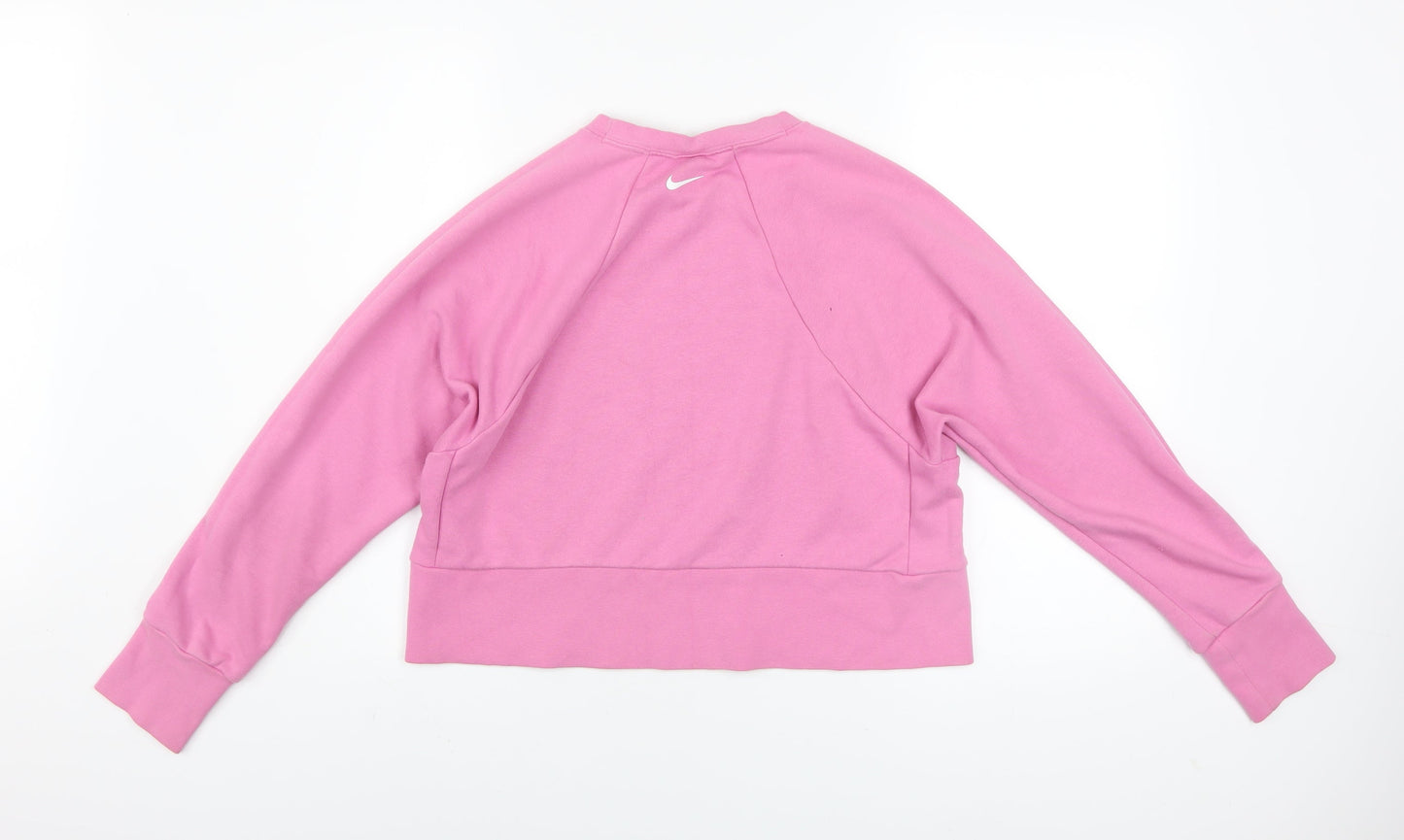 Nike Women Pink Dri-FIT Pullover Sweatshirt Small Cotton Blend