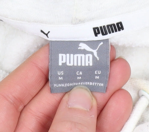 Puma Women Ivory Pullover Hoodie Medium Hooded Sweatshirt